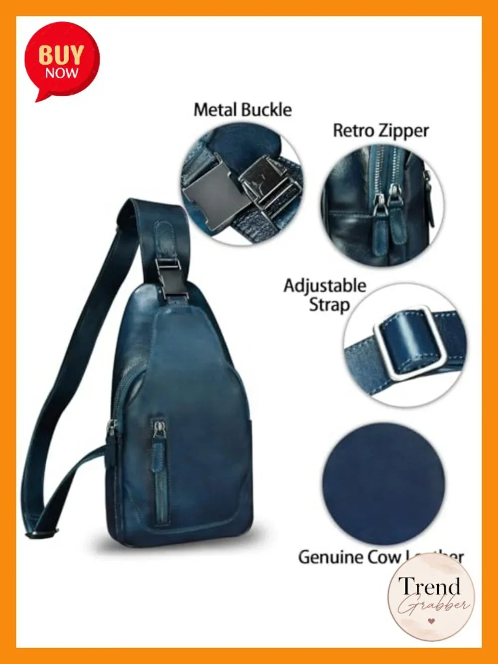 Genuine Leather Sling Bag Crossbody Backpack Shoulder Chest Purse